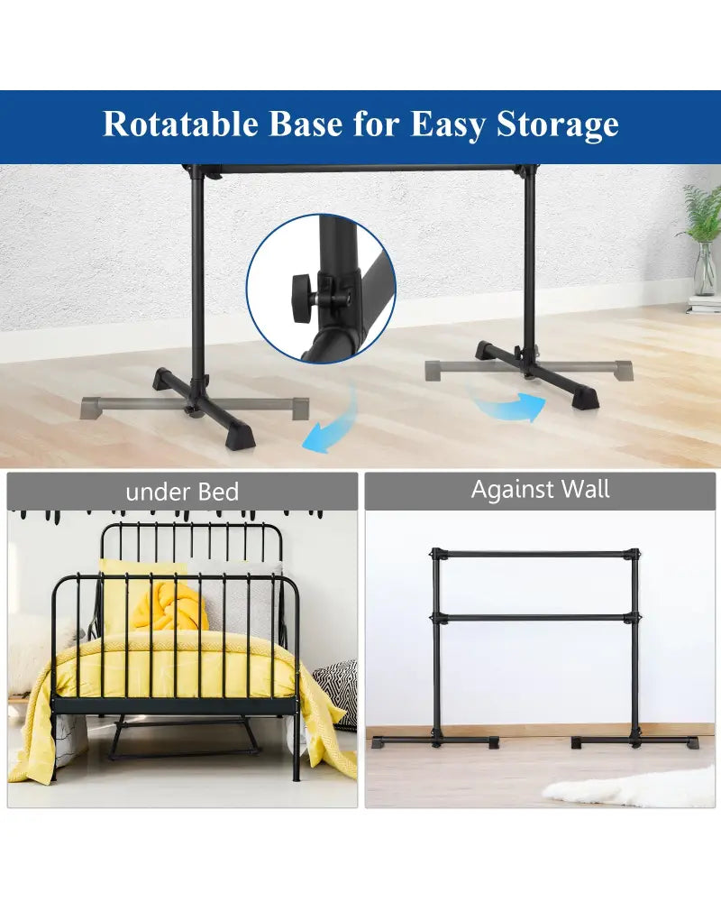 4 Feet Portable Double Freestanding Barre Dancing Stretching-Black - Black - Yoga Accessories