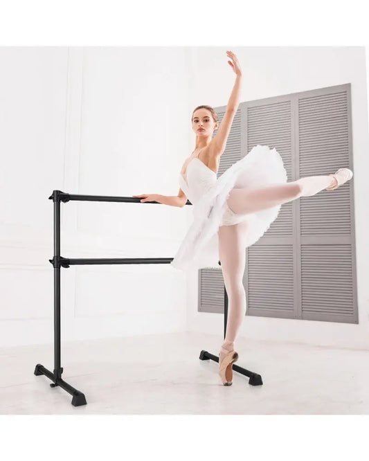 4 Feet Portable Double Freestanding Barre Dancing Stretching-Black - Black - Yoga Accessories