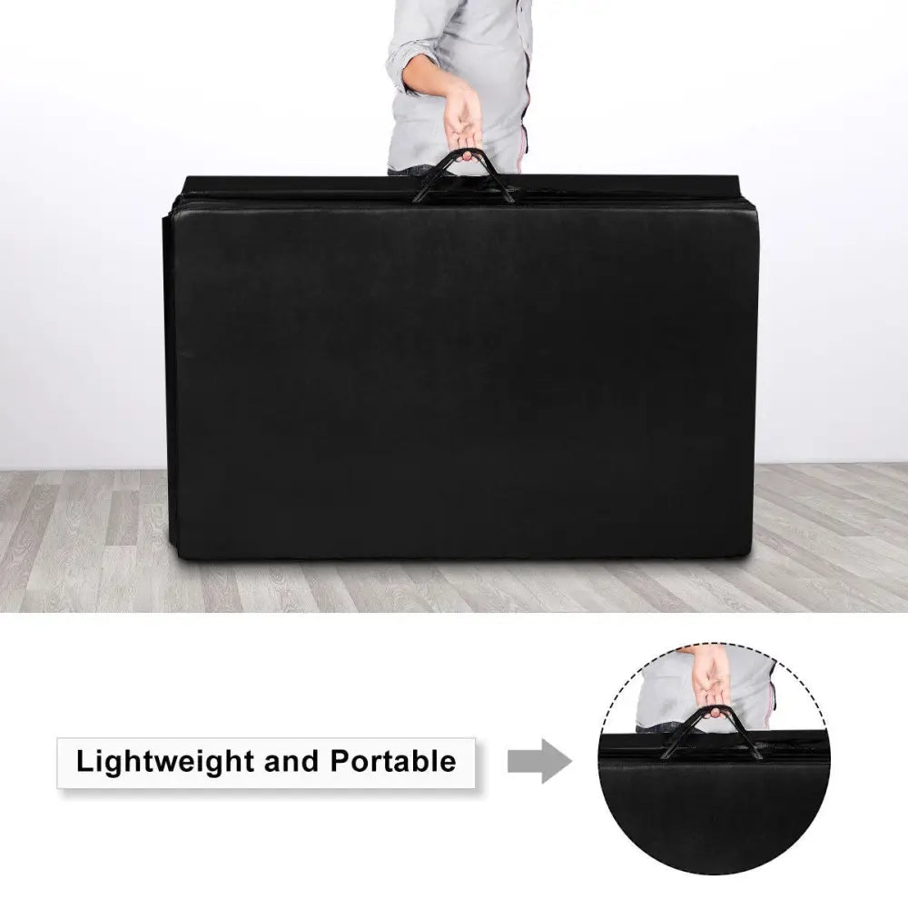 4 Feet x 10 Feet Thick Folding Panel Gymnastics Mat-Black - Black - Yoga & Gym Mats