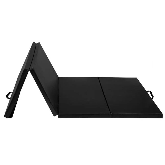 4 Feet x 10 Feet Thick Folding Panel Gymnastics Mat-Black - Black - Yoga & Gym Mats