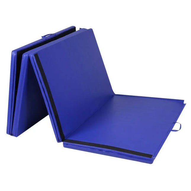 4 Feet x 10 Feet Thick Folding Panel Gymnastics Mat-Blue - Blue - Yoga & Gym Mats