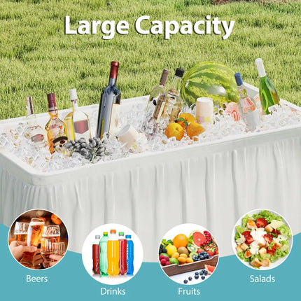 4 Foot Ice Cooler Folding Table Portable Ice Bin Table with Large Sink-White - White - Camping Furniture