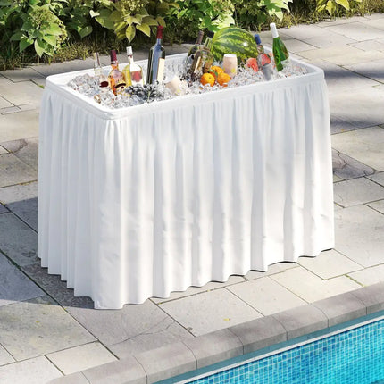 4 Foot Ice Cooler Folding Table Portable Ice Bin Table with Large Sink-White - White - Camping Furniture