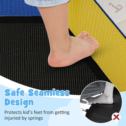 4 FT Small Toddler Recreational Trampoline with Safety Enclosure Net-Colorful - Color - Outdoor Play