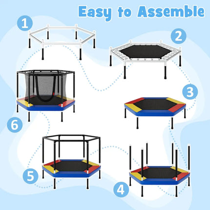 4 FT Small Toddler Recreational Trampoline with Safety Enclosure Net-Colorful - Color - Outdoor Play