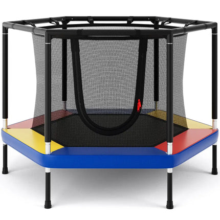 4 FT Small Toddler Recreational Trampoline with Safety Enclosure Net-Colorful - Color - Outdoor Play