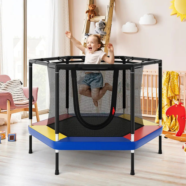 4 FT Small Toddler Recreational Trampoline with Safety Enclosure Net-Colorful - Color - Outdoor Play