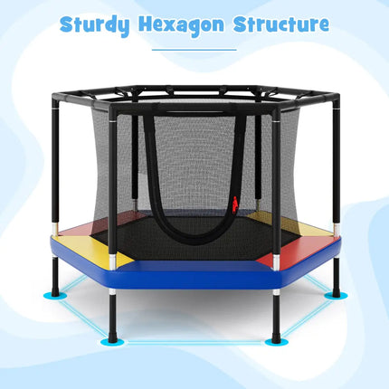 4 FT Small Toddler Recreational Trampoline with Safety Enclosure Net-Colorful - Color - Outdoor Play