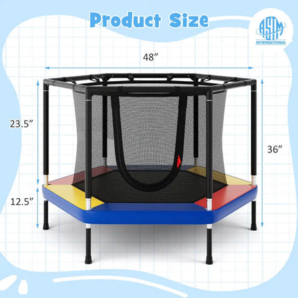4 FT Small Toddler Recreational Trampoline with Safety Enclosure Net-Colorful - Color - Outdoor Play