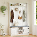 4-in-1 68.5 Inch Tall Coat Rack with Cushioned Bench and Shoe Storage-White - White - Coat Racks & Hall Trees