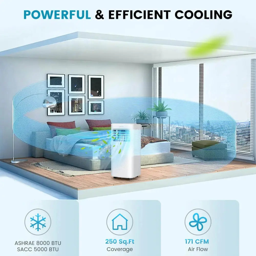 4-in-1 8000 BTU Air Conditioner with Cool Fan Dehumidifier and Sleep Mode-White Costway
