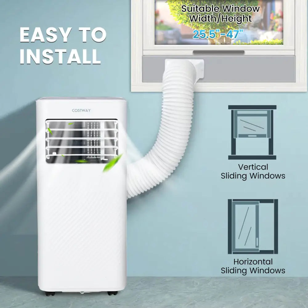 4-in-1 8000 BTU Air Conditioner with Cool Fan Dehumidifier and Sleep Mode-White - White - Portable Air Conditioners
