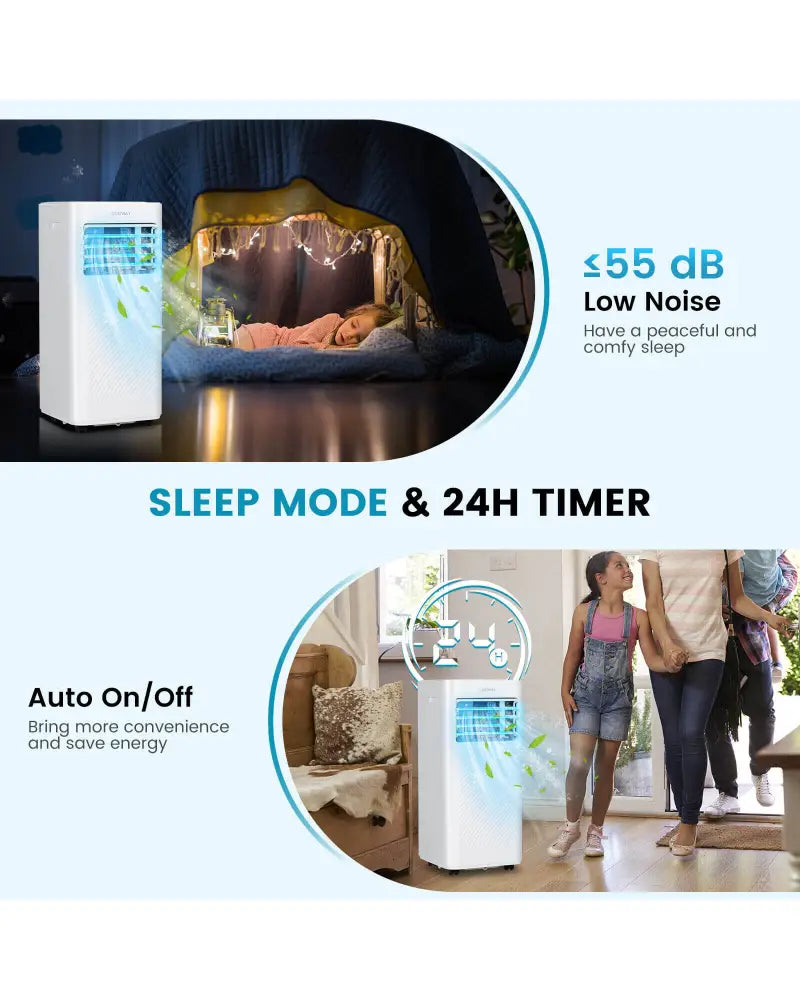 4-in-1 8000 BTU Air Conditioner with Cool Fan Dehumidifier and Sleep Mode-White - White - Portable Air Conditioners