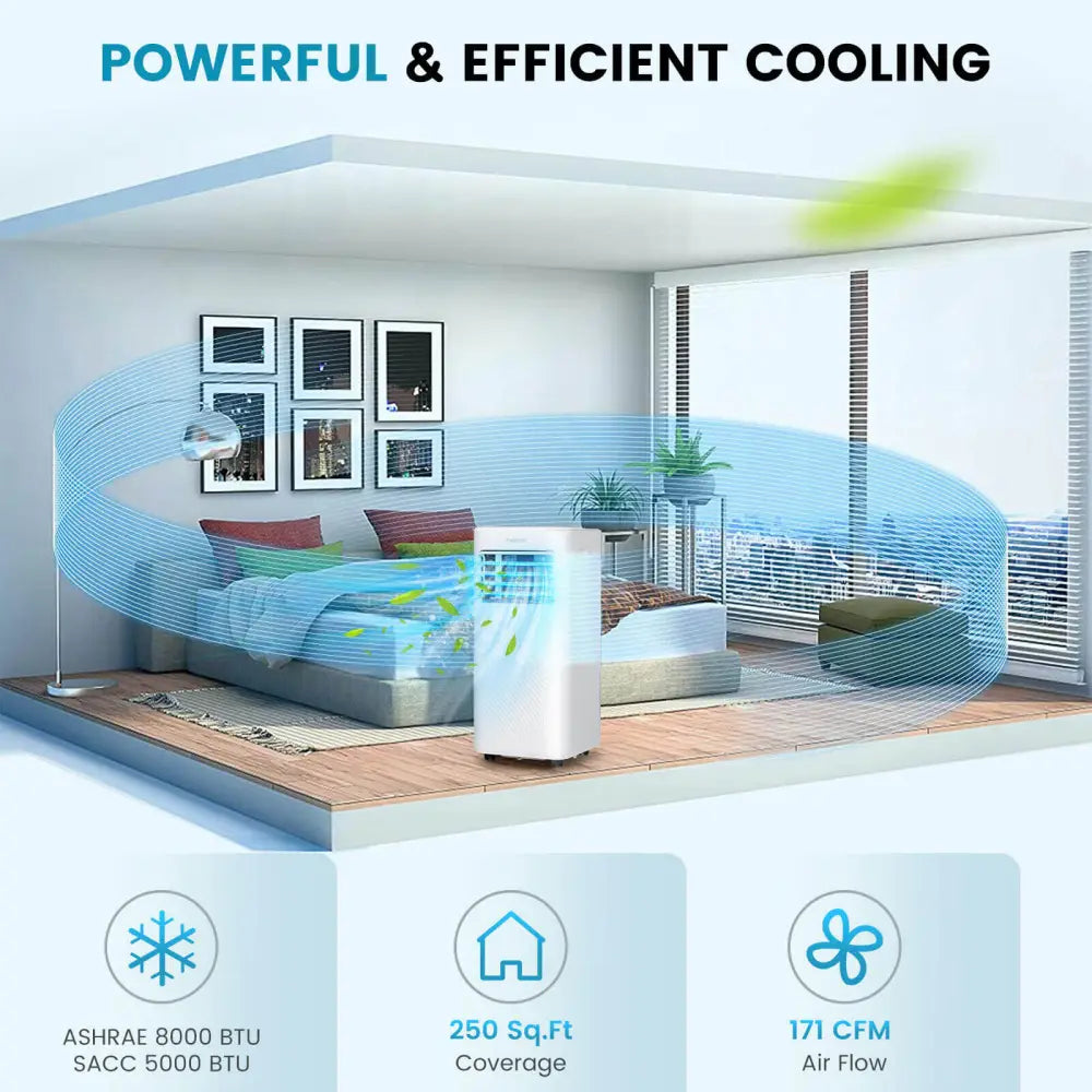 4-in-1 8000 BTU Air Conditioner with Cool Fan Dehumidifier and Sleep Mode-White - White - Portable Air Conditioners