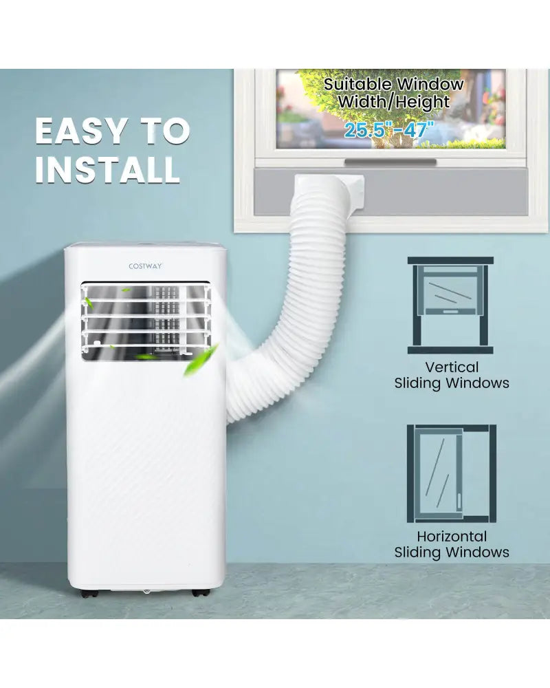 4-in-1 8000 BTU Air Conditioner with Cool Fan Dehumidifier and Sleep Mode-White - White - Portable Air Conditioners