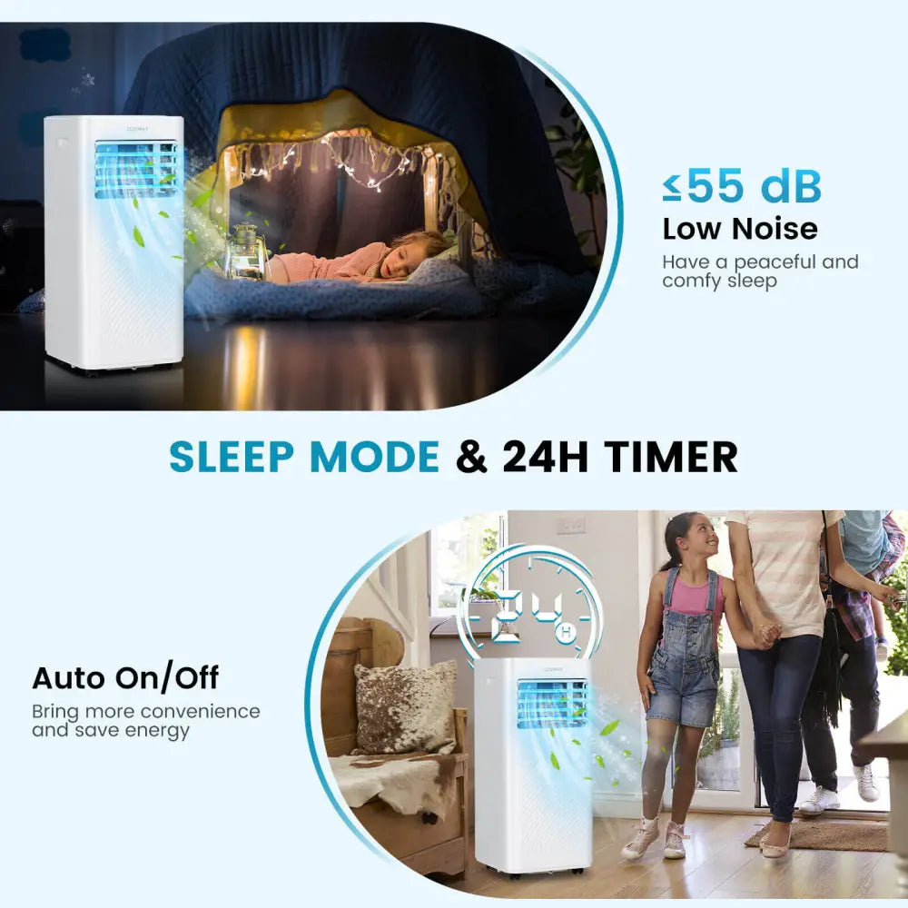 4-in-1 8000 BTU Air Conditioner with Cool Fan Dehumidifier and Sleep Mode-White - White - Portable Air Conditioners