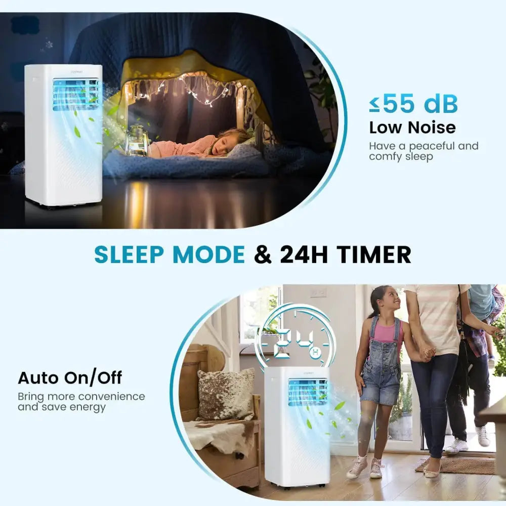 4-in-1 8000 BTU Air Conditioner with Cool Fan Dehumidifier and Sleep Mode-White Costway
