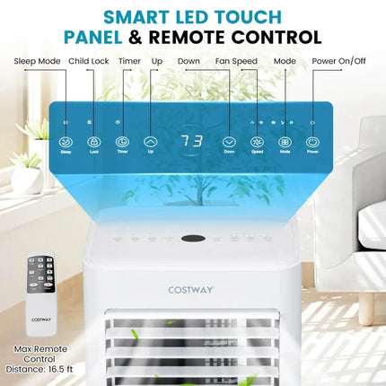 4-in-1 8000 BTU Air Conditioner with Cool Fan Dehumidifier and Sleep Mode-White Costway