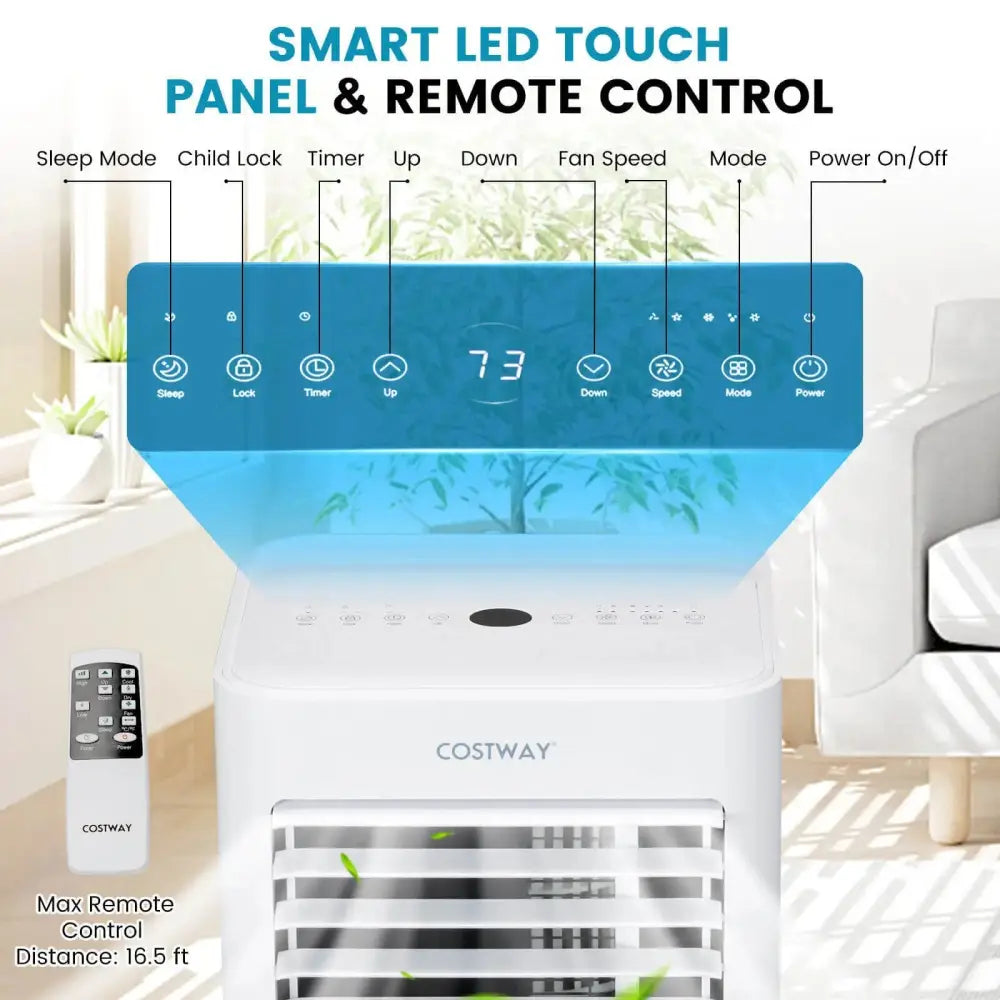 4-in-1 8000 BTU Air Conditioner with Cool Fan Dehumidifier and Sleep Mode-White Costway