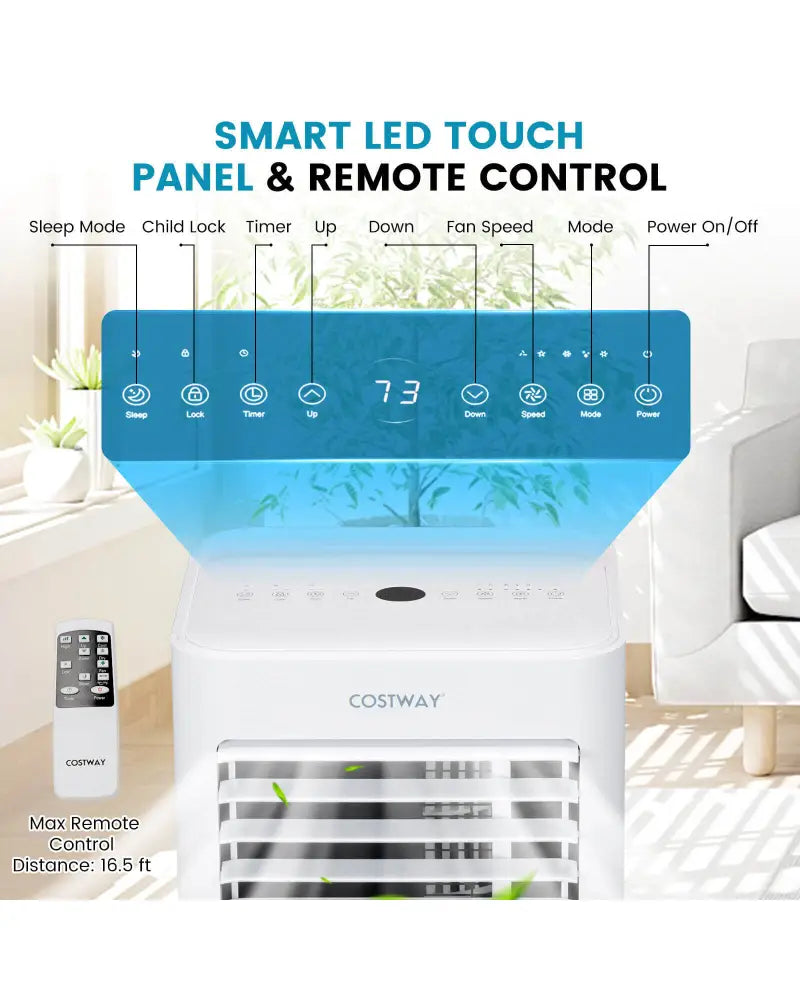 4-in-1 8000 BTU Air Conditioner with Cool Fan Dehumidifier and Sleep Mode-White - White - Portable Air Conditioners