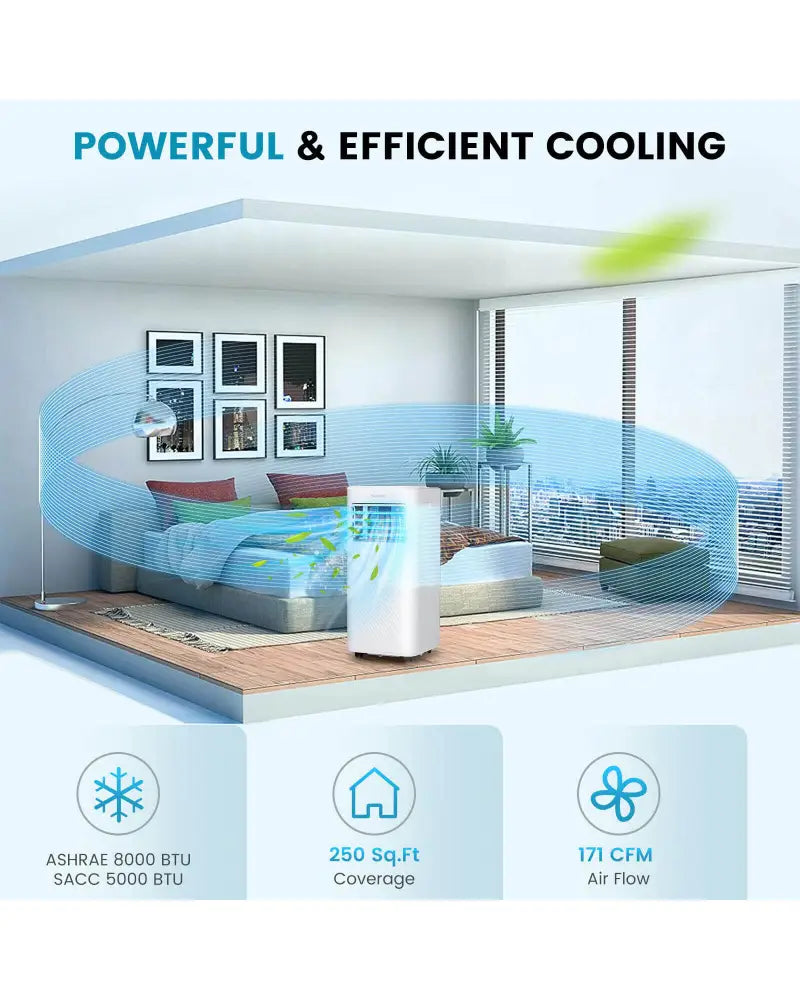 4-in-1 8000 BTU Air Conditioner with Cool Fan Dehumidifier and Sleep Mode-White - White - Portable Air Conditioners