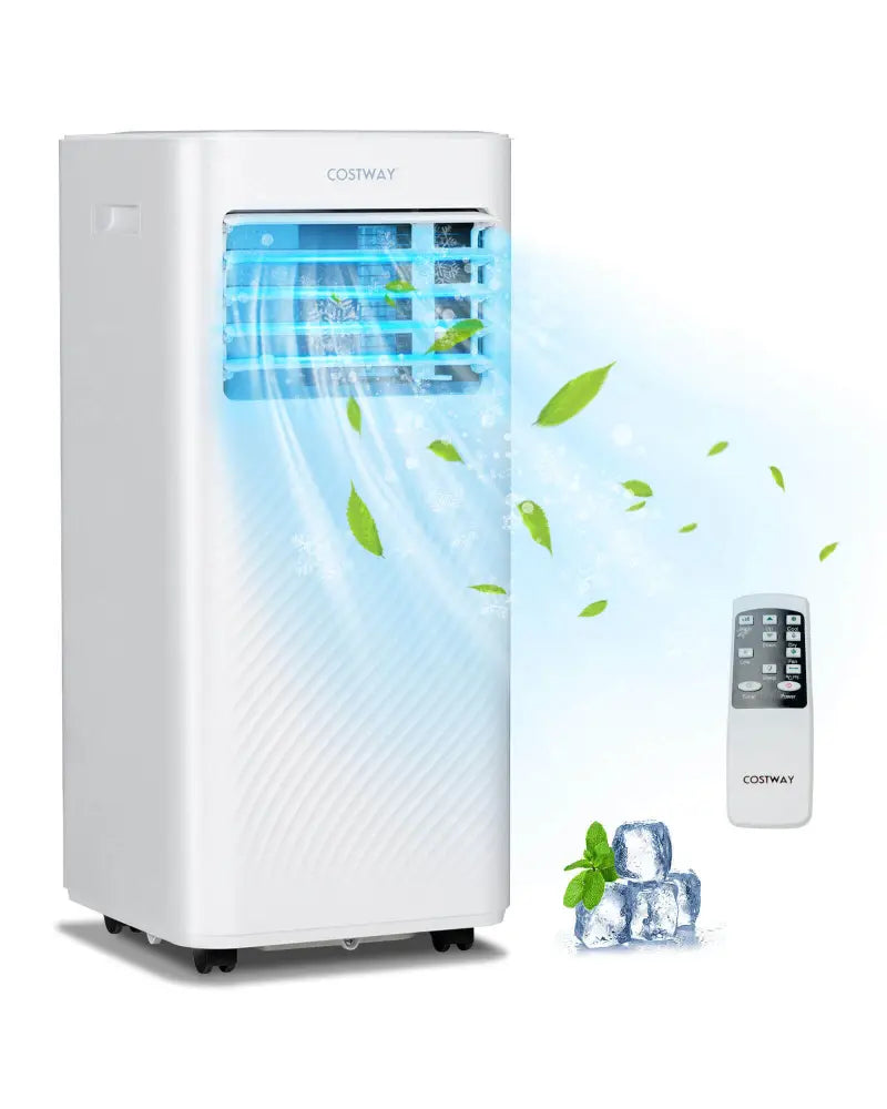 4-in-1 8000 BTU Air Conditioner with Cool Fan Dehumidifier and Sleep Mode-White - White - Portable Air Conditioners