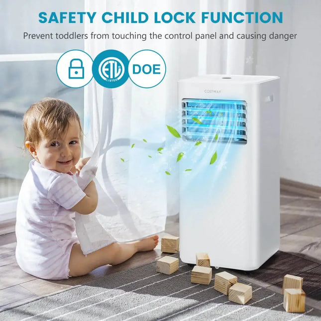 4-in-1 8000 BTU Air Conditioner with Cool Fan Dehumidifier and Sleep Mode-White Costway