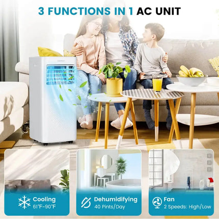 4-in-1 8000 BTU Air Conditioner with Cool Fan Dehumidifier and Sleep Mode-White Costway