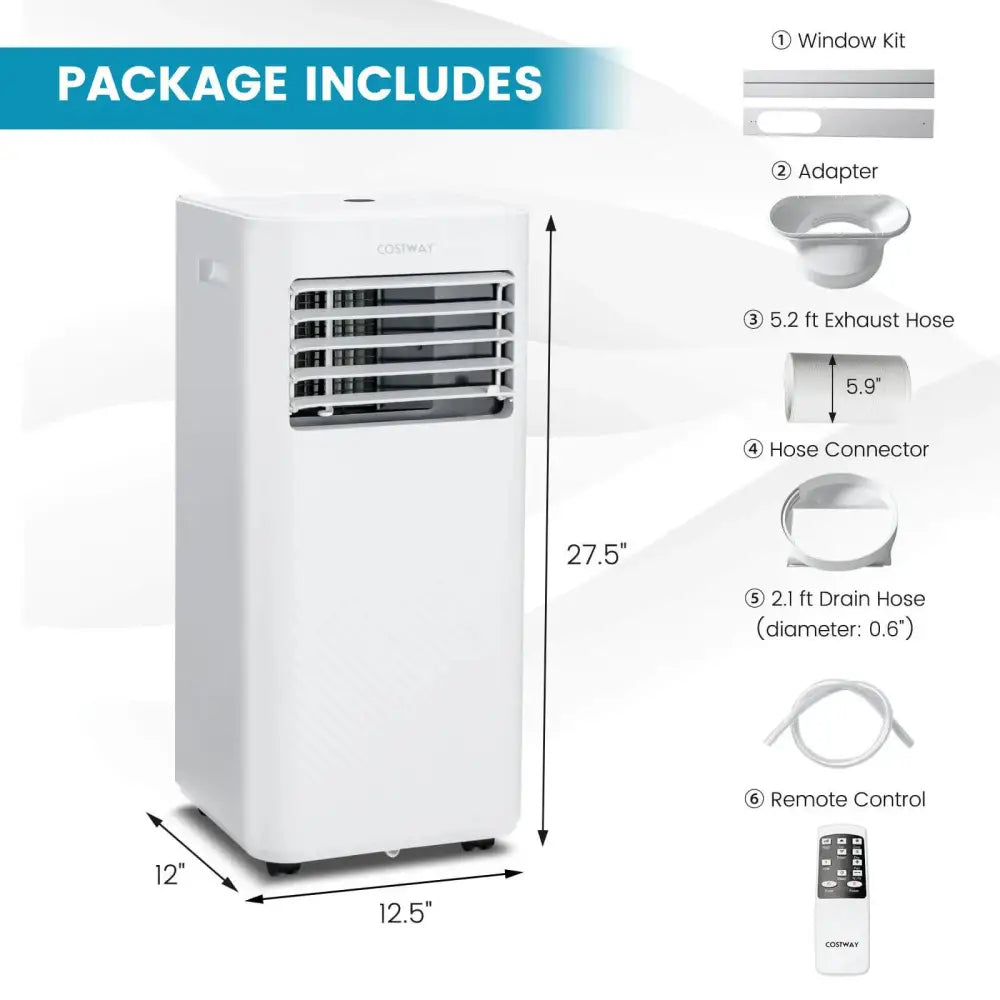 4-in-1 8000 BTU Air Conditioner with Cool Fan Dehumidifier and Sleep Mode-White Costway