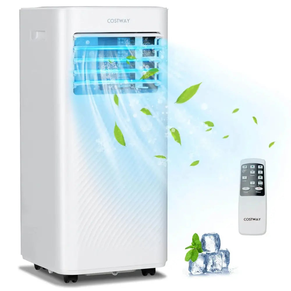 4-in-1 8000 BTU Air Conditioner with Cool Fan Dehumidifier and Sleep Mode-White Costway