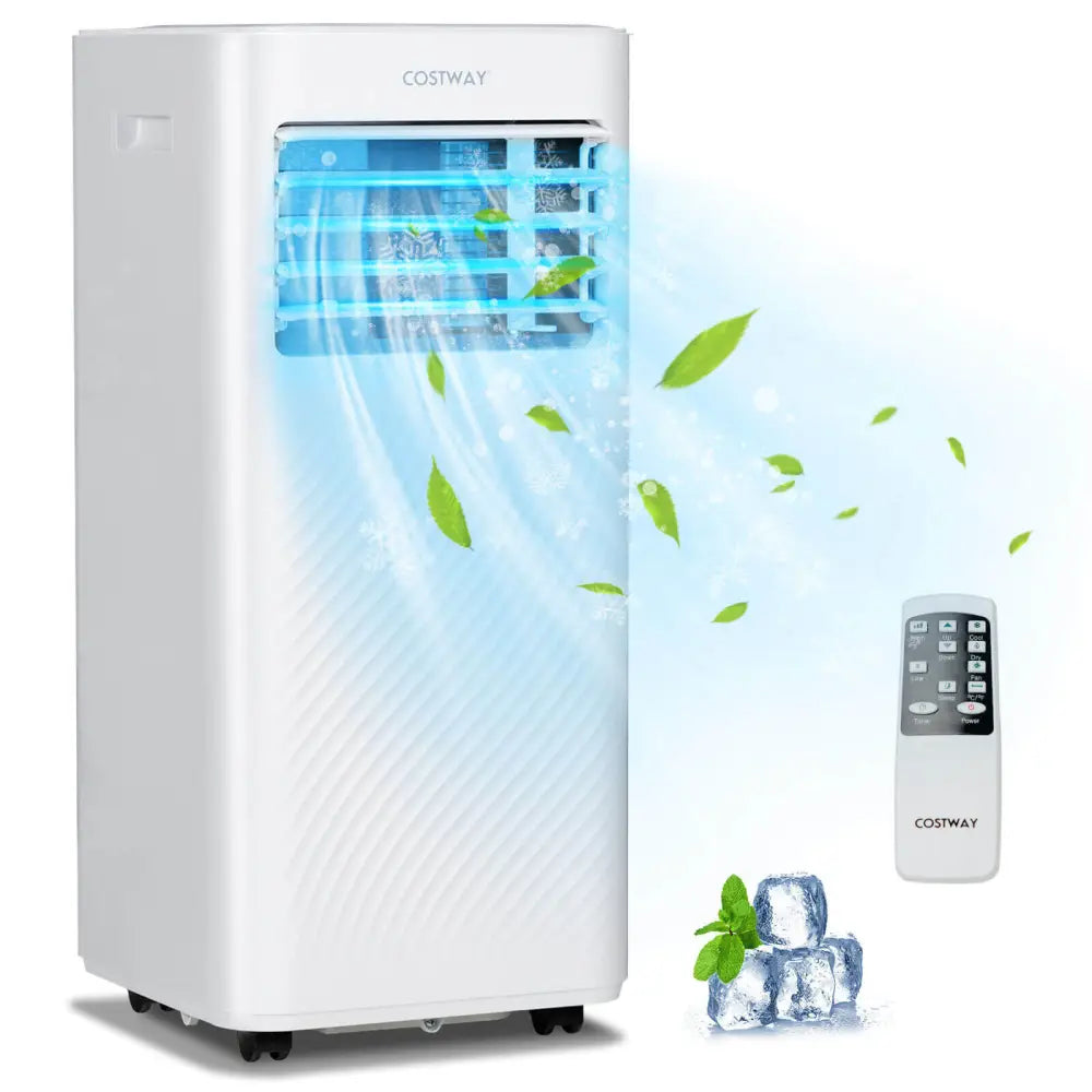 4-in-1 8000 BTU Air Conditioner with Cool Fan Dehumidifier and Sleep Mode-White - White - Portable Air Conditioners