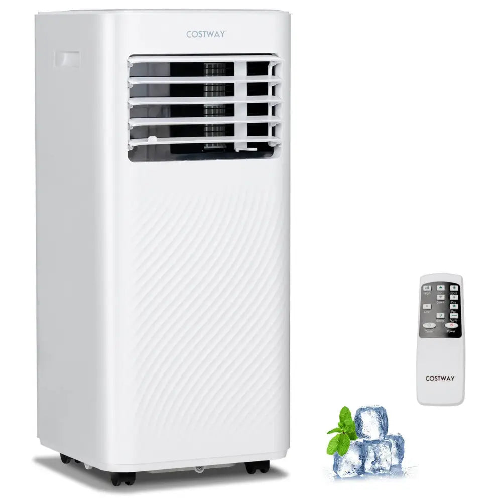 4-in-1 8000 BTU Air Conditioner with Cool Fan Dehumidifier and Sleep Mode-White - White - Portable Air Conditioners