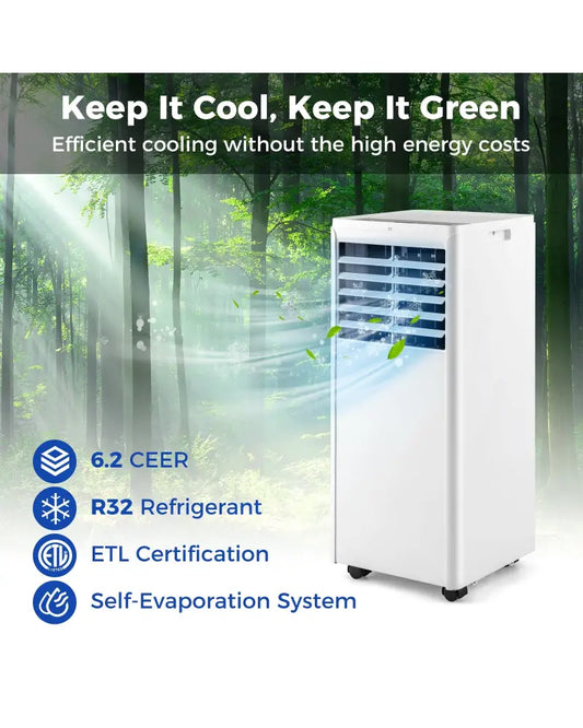 4-in-1 8000 BTU Portable Air Conditioner with Fan and Dehumidifier - White - Portable Air Conditioners