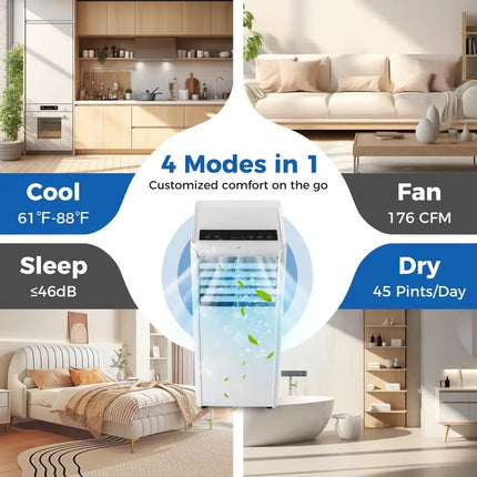 4-in-1 8000 BTU Portable Air Conditioner with Fan and Dehumidifier Costway