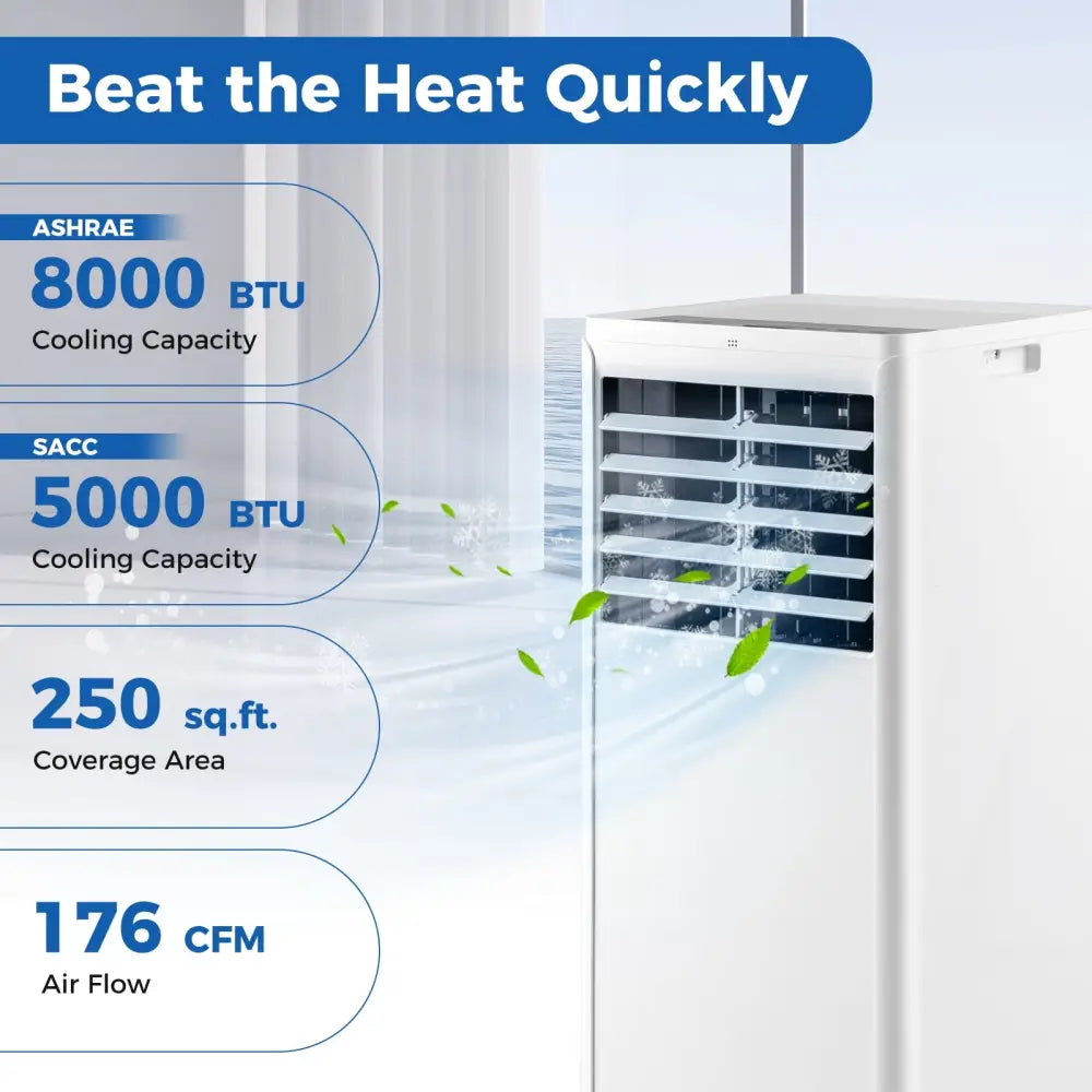 4-in-1 8000 BTU Portable Air Conditioner with Fan and Dehumidifier - White - Portable Air Conditioners