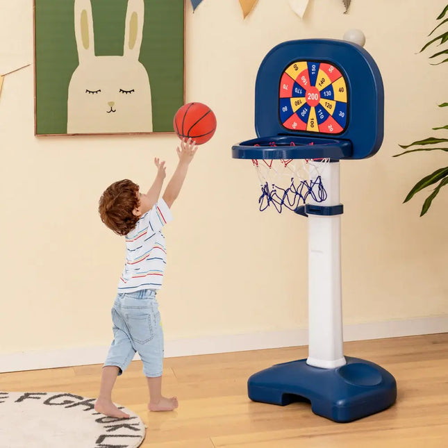 4-In-1 Adjustable Kids Basketball Hoop with Ring Toss Sticky Ball - Toy Sports