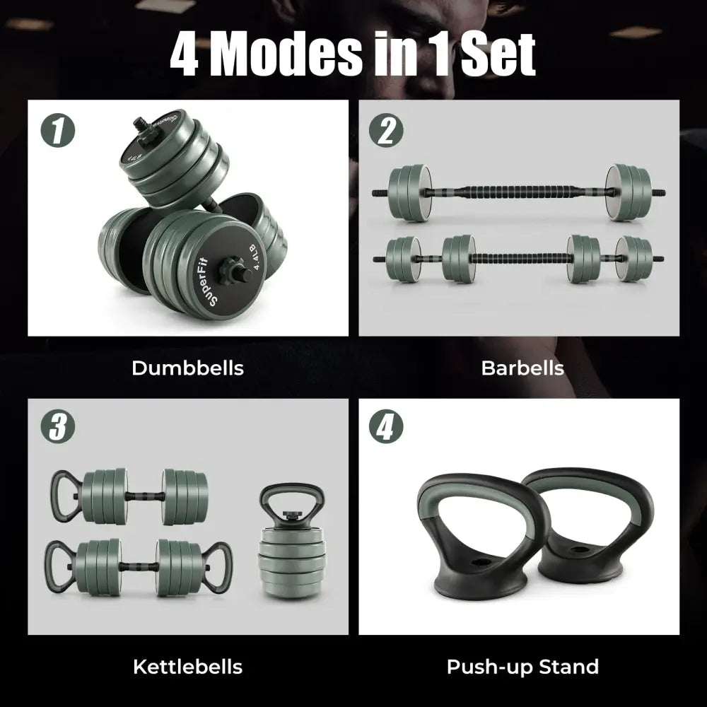 4 in 1 Adjustable Weight Dumbbell Set-Black - Black - Dumbbells