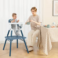 4-in-1 Baby Convertible Toddler Table Chair Set with PU Cushion-Blue - Blue - High Chairs