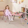 4-in-1 Baby Convertible Toddler Table Chair Set with PU Cushion-Pink - Pink - High Chairs
