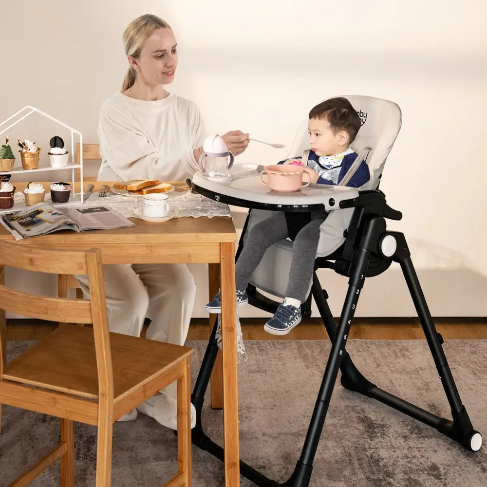 4-in-1 Baby High Chair with 6 Adjustable Heights-Gray - Gray - High Chairs