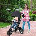 4-in-1 Baby Tricycle Toddler Trike with Reversible Seat and 5-Point Safety Harness-Black - Black - Baby Strollers