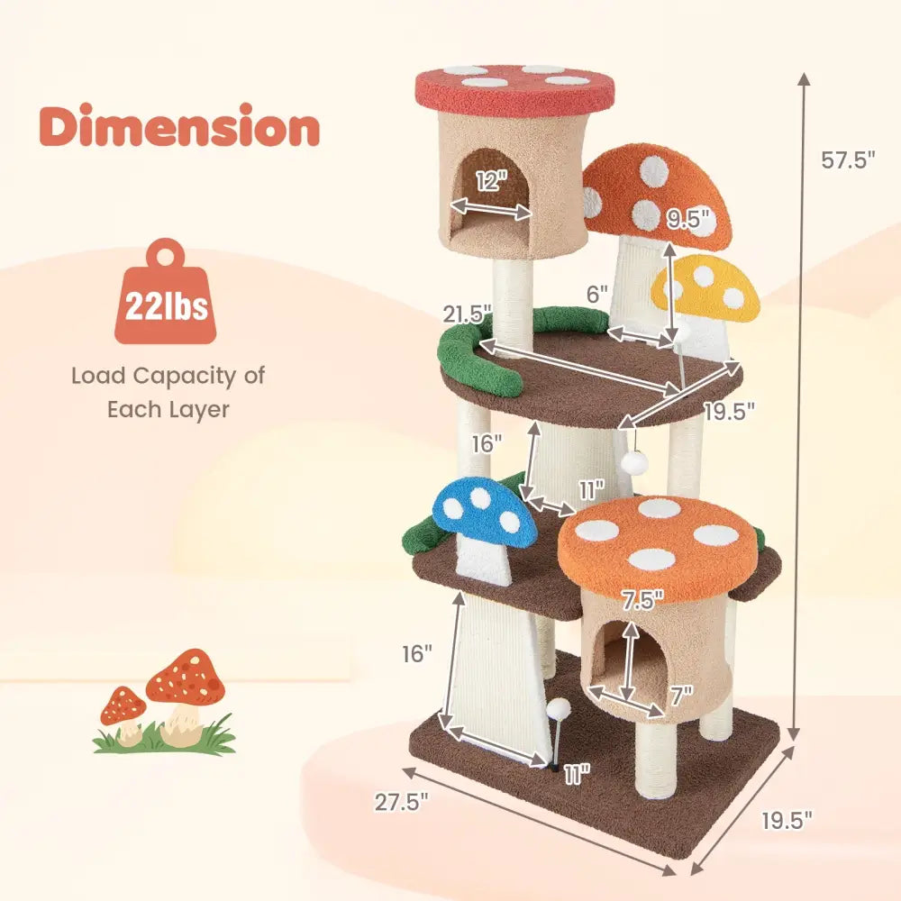 4-In-1 Cat Tree with 2 Condos and Platforms for Indoors-Multicolor - Multicolor - Cat Trees Condos & Scratchers