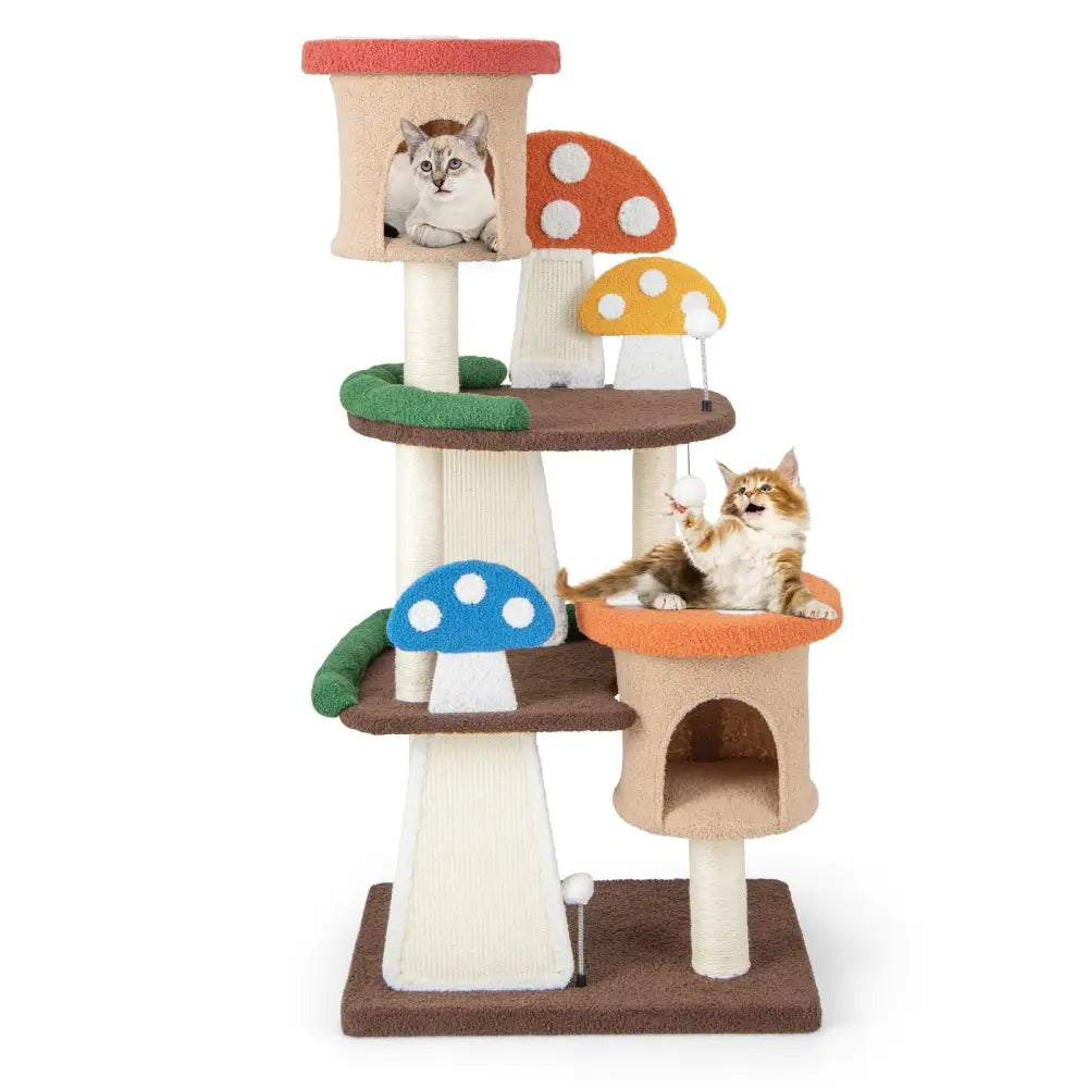 4-In-1 Cat Tree with 2 Condos and Platforms for Indoors-Multicolor - Multicolor - Cat Trees Condos & Scratchers