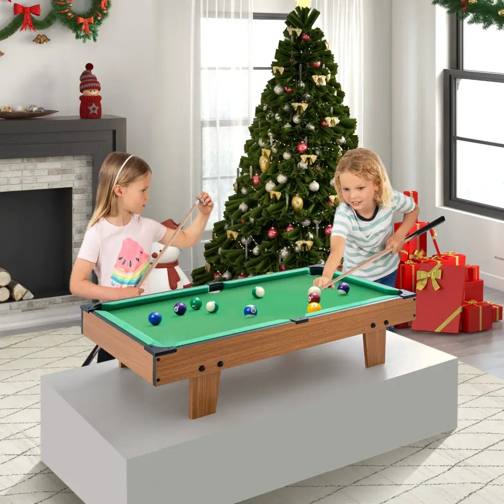 4-in-1 Combo Game Table Set Foosball Table with Billiards and Hockey - Brown - Game Room