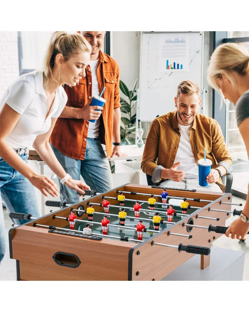 4-in-1 Combo Game Table Set Foosball Table with Billiards and Hockey - Brown - Game Room