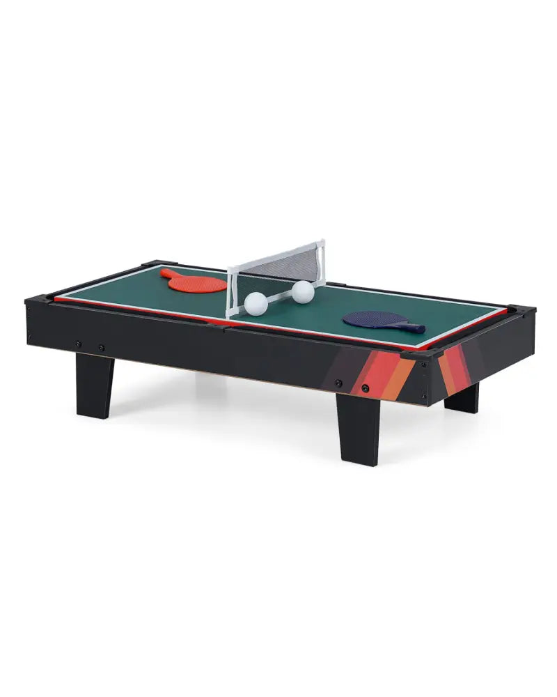 4 in 1 Combo Game Table Set with Billiards-Black - Black - Game Room