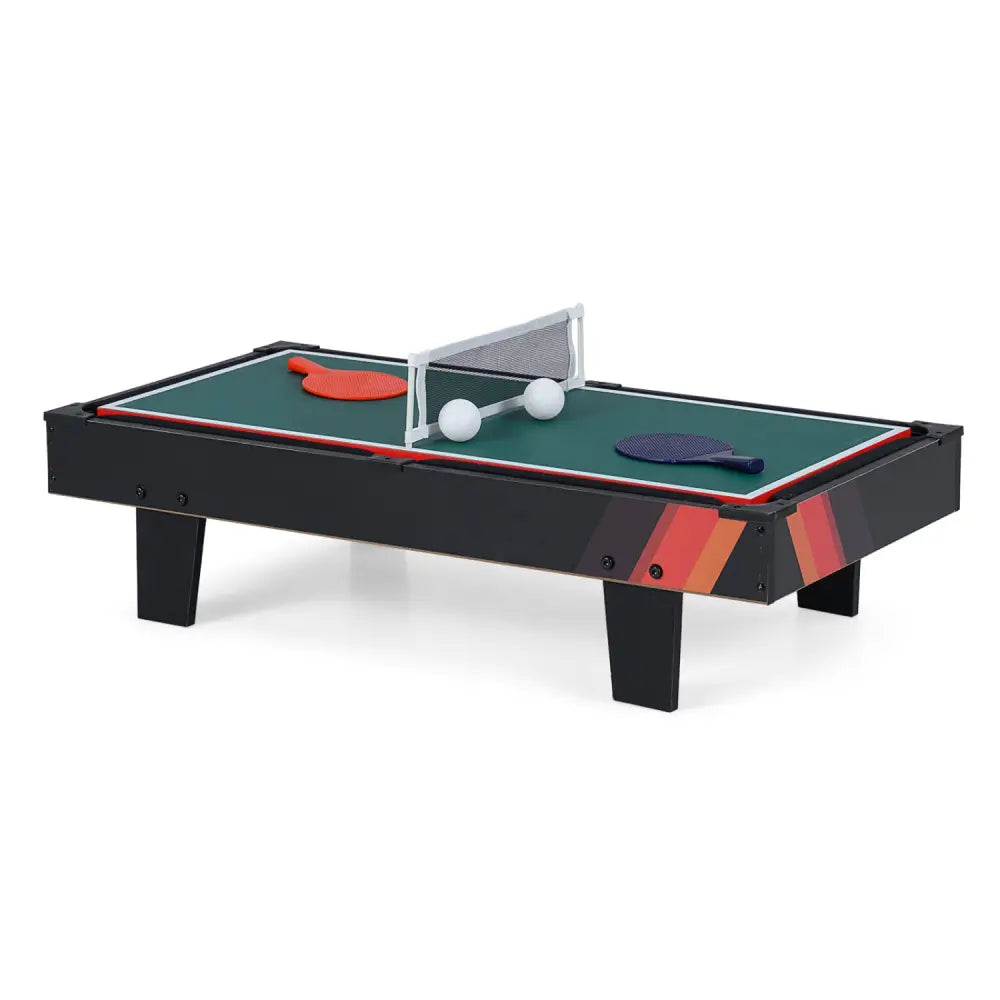 4 in 1 Combo Game Table Set with Billiards-Black - Black - Game Room