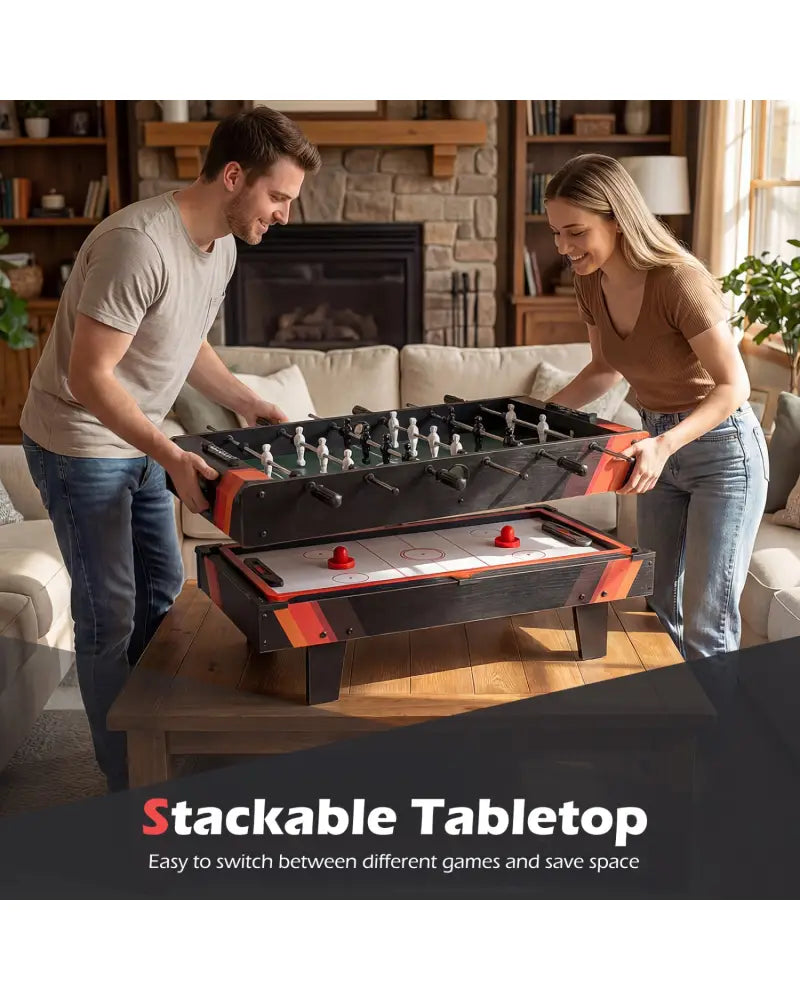 4 in 1 Combo Game Table Set with Billiards-Black - Black - Game Room