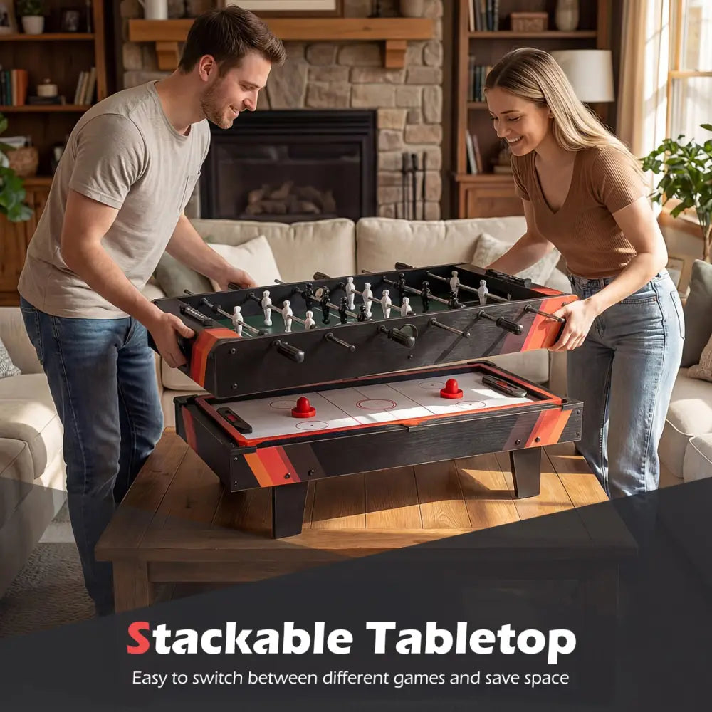 4 in 1 Combo Game Table Set with Billiards-Black - Black - Game Room