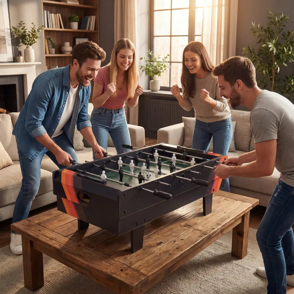 4 in 1 Combo Game Table Set with Billiards-Black - Black - Game Room